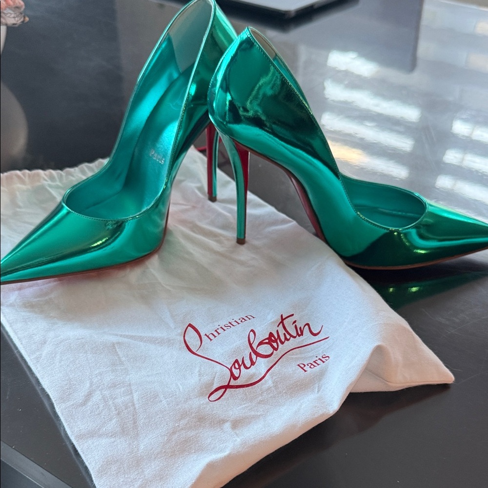 Christian Louboutin Teal Metallic Heels